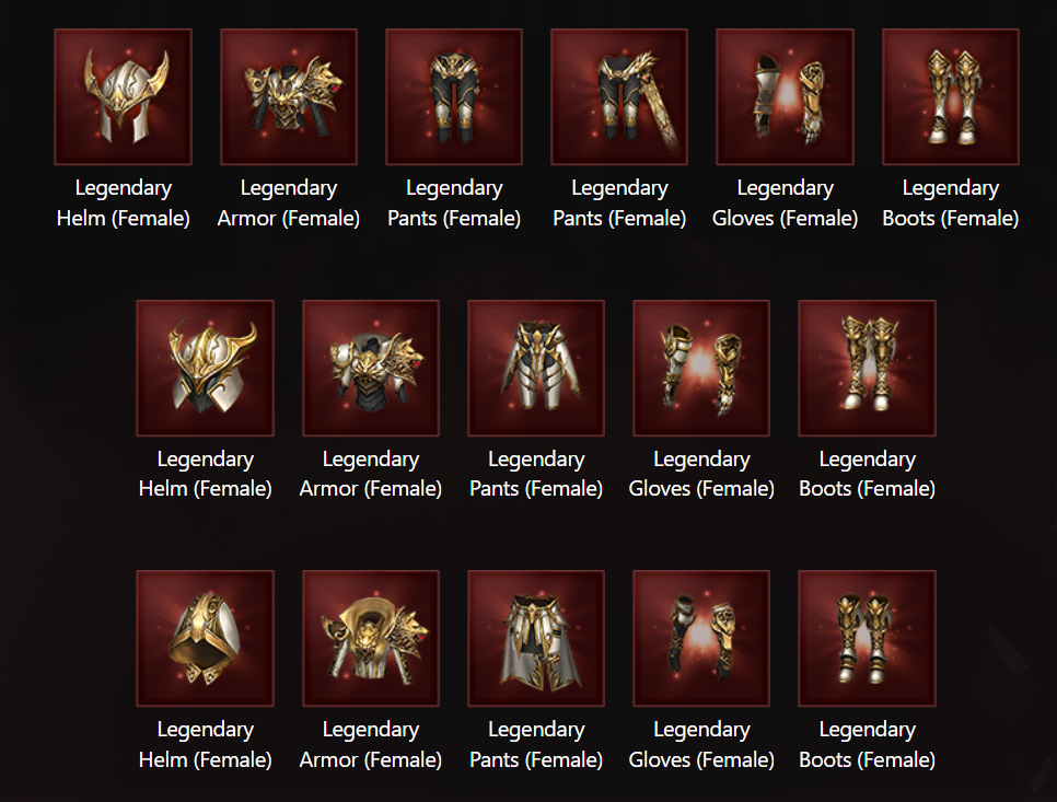 New 'Legendary' gear added, a higher tier of Mastery items,
upgradable from Mastery Tier 10 weapons and armor!