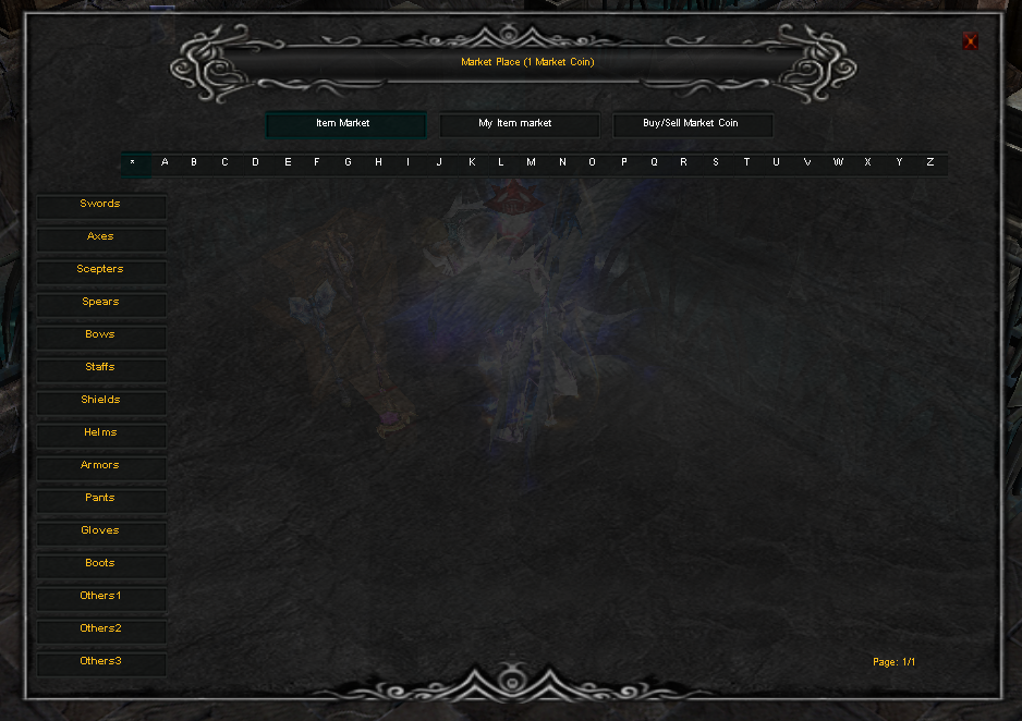 Market Place window in MU Online