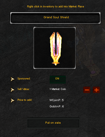 Adding an item to the Market in MU Online